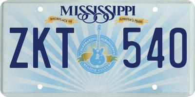 MS license plate ZKT540