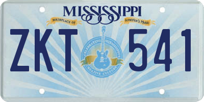 MS license plate ZKT541