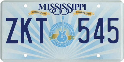 MS license plate ZKT545