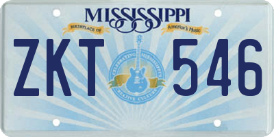 MS license plate ZKT546
