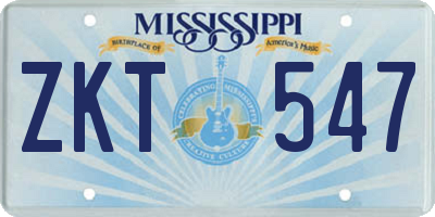 MS license plate ZKT547