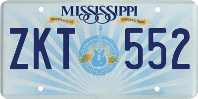 MS license plate ZKT552