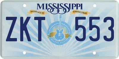 MS license plate ZKT553