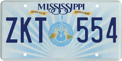 MS license plate ZKT554
