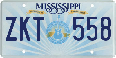 MS license plate ZKT558