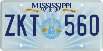 MS license plate ZKT560