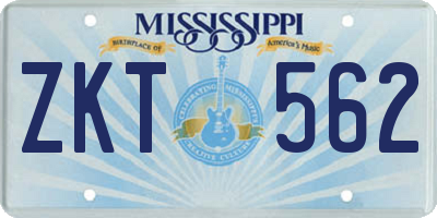 MS license plate ZKT562