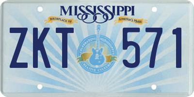 MS license plate ZKT571