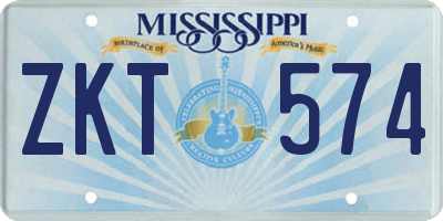 MS license plate ZKT574