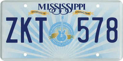 MS license plate ZKT578
