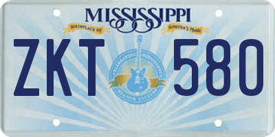MS license plate ZKT580