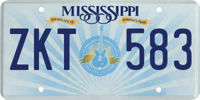 MS license plate ZKT583
