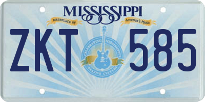 MS license plate ZKT585