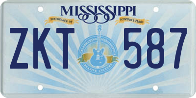MS license plate ZKT587