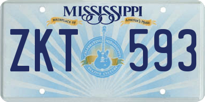 MS license plate ZKT593