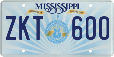 MS license plate ZKT600
