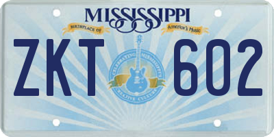 MS license plate ZKT602