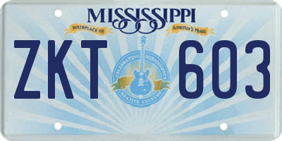 MS license plate ZKT603