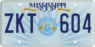 MS license plate ZKT604