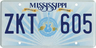 MS license plate ZKT605