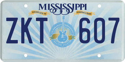 MS license plate ZKT607