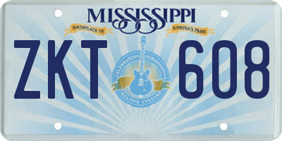 MS license plate ZKT608