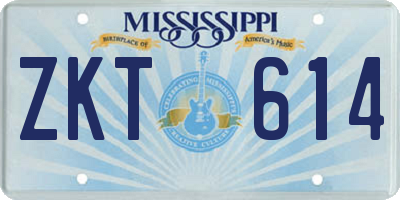 MS license plate ZKT614