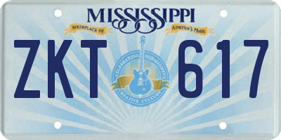 MS license plate ZKT617