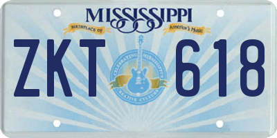 MS license plate ZKT618