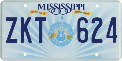 MS license plate ZKT624