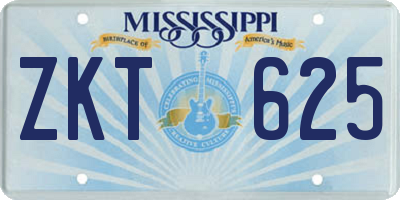 MS license plate ZKT625
