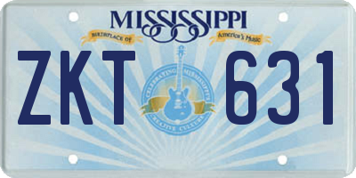 MS license plate ZKT631