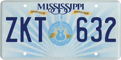MS license plate ZKT632