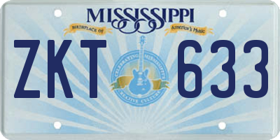 MS license plate ZKT633