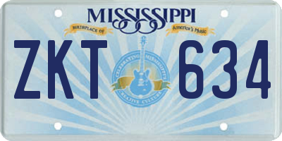 MS license plate ZKT634