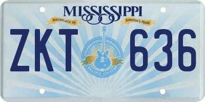 MS license plate ZKT636