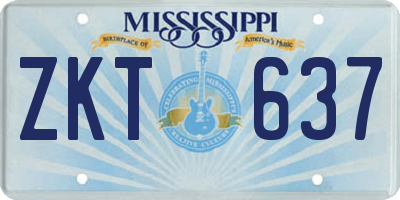 MS license plate ZKT637