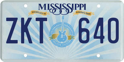 MS license plate ZKT640