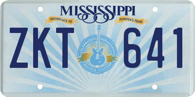 MS license plate ZKT641
