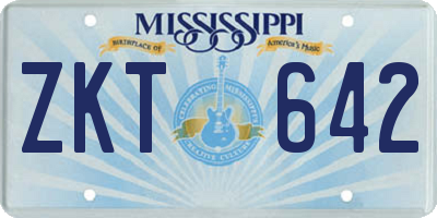 MS license plate ZKT642