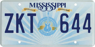 MS license plate ZKT644