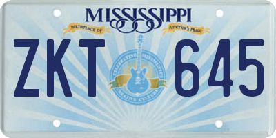 MS license plate ZKT645