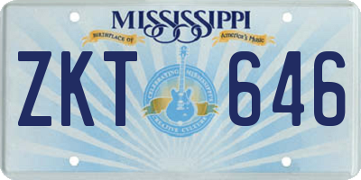 MS license plate ZKT646