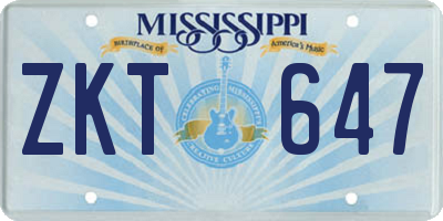 MS license plate ZKT647