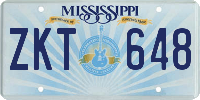 MS license plate ZKT648