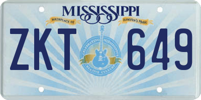 MS license plate ZKT649
