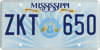 MS license plate ZKT650