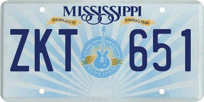MS license plate ZKT651