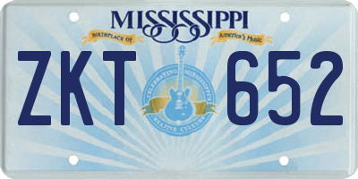 MS license plate ZKT652