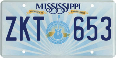 MS license plate ZKT653